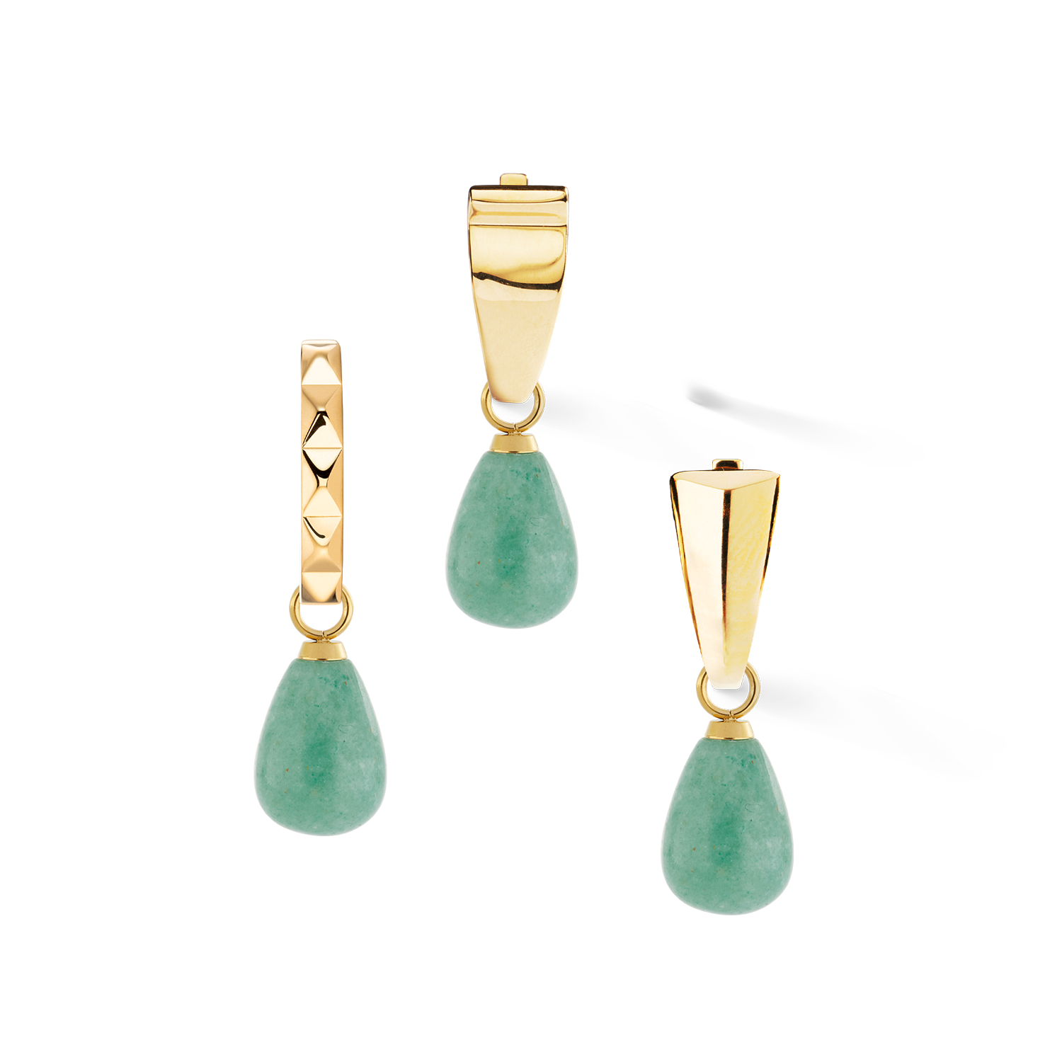 EAR ME UP Charm goutte d'or-vert