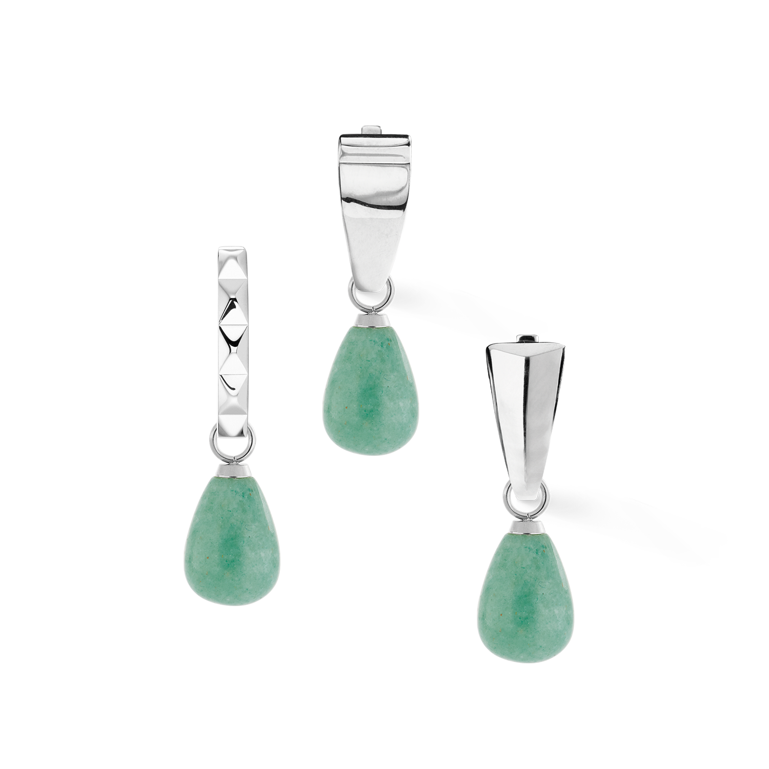 EAR ME UP Charm goutte argent-vert