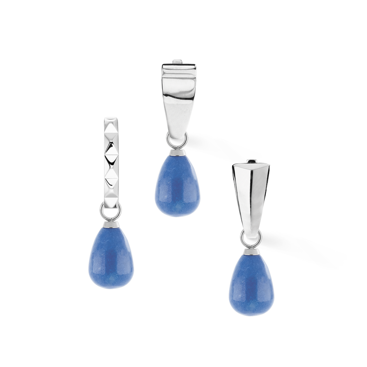 EAR ME UP Charm goutte argent-bleu