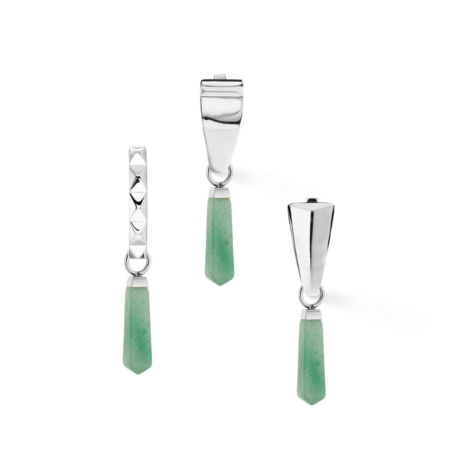 EAR ME UP Charm obélisque argent-vert