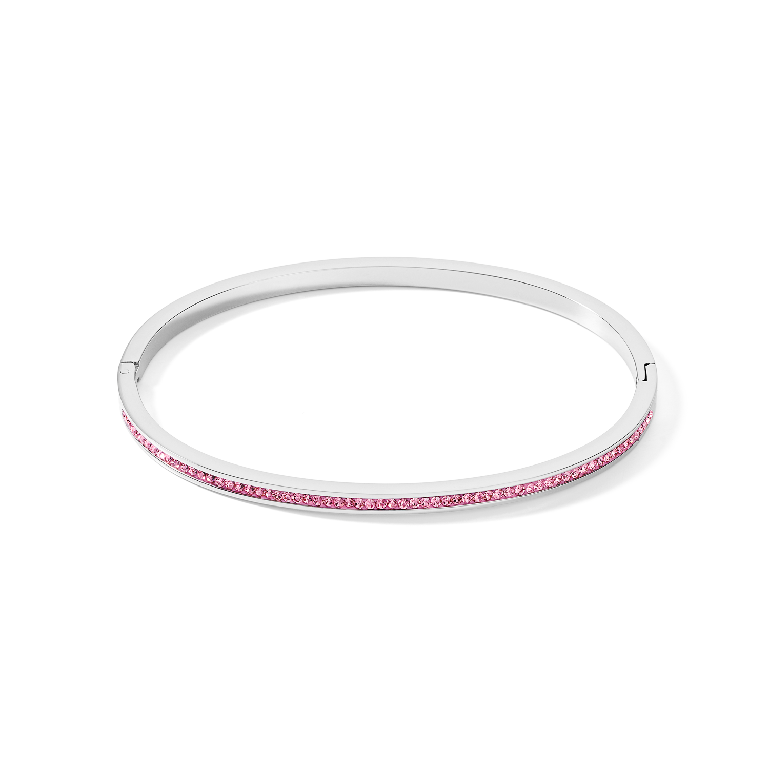 Bracelet acier argent & Pavé de Cristaux rosé 17