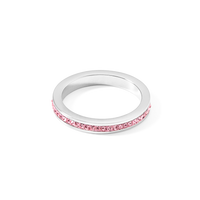 Bague acier argent & Pavé de Cristaux rosé