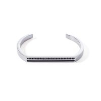 Bracelet Cuff Square Stripes argent-noir