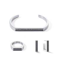 Bracelet Cuff Square Stripes argent-noir