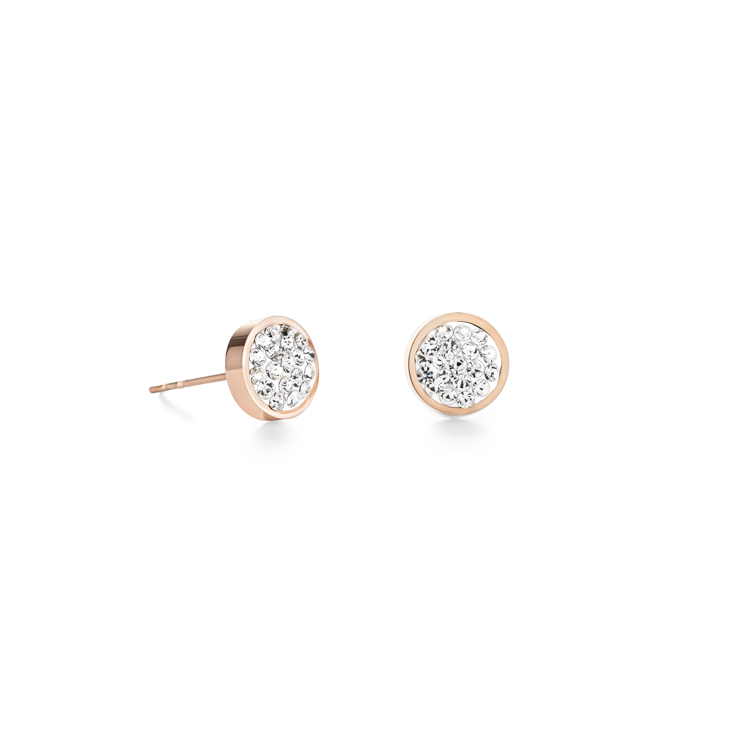 Boucles d'oreille acier or rose & Pavé de Cristaux cristal