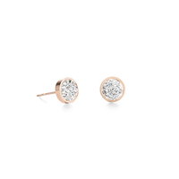 Boucles d'oreille acier or rose & Pavé de Cristaux cristal