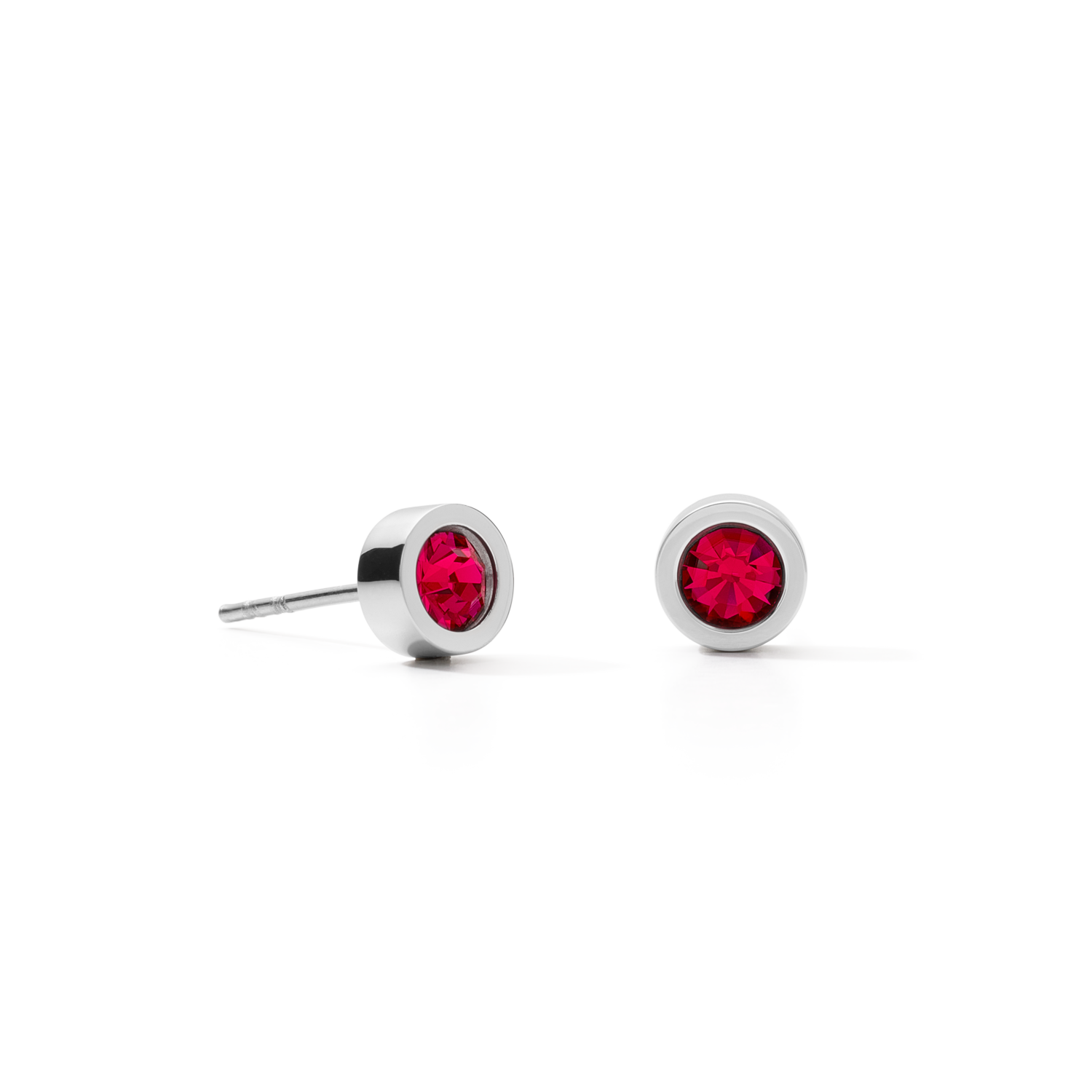 Boucles d'oreille Cristaux & acier argent rouge