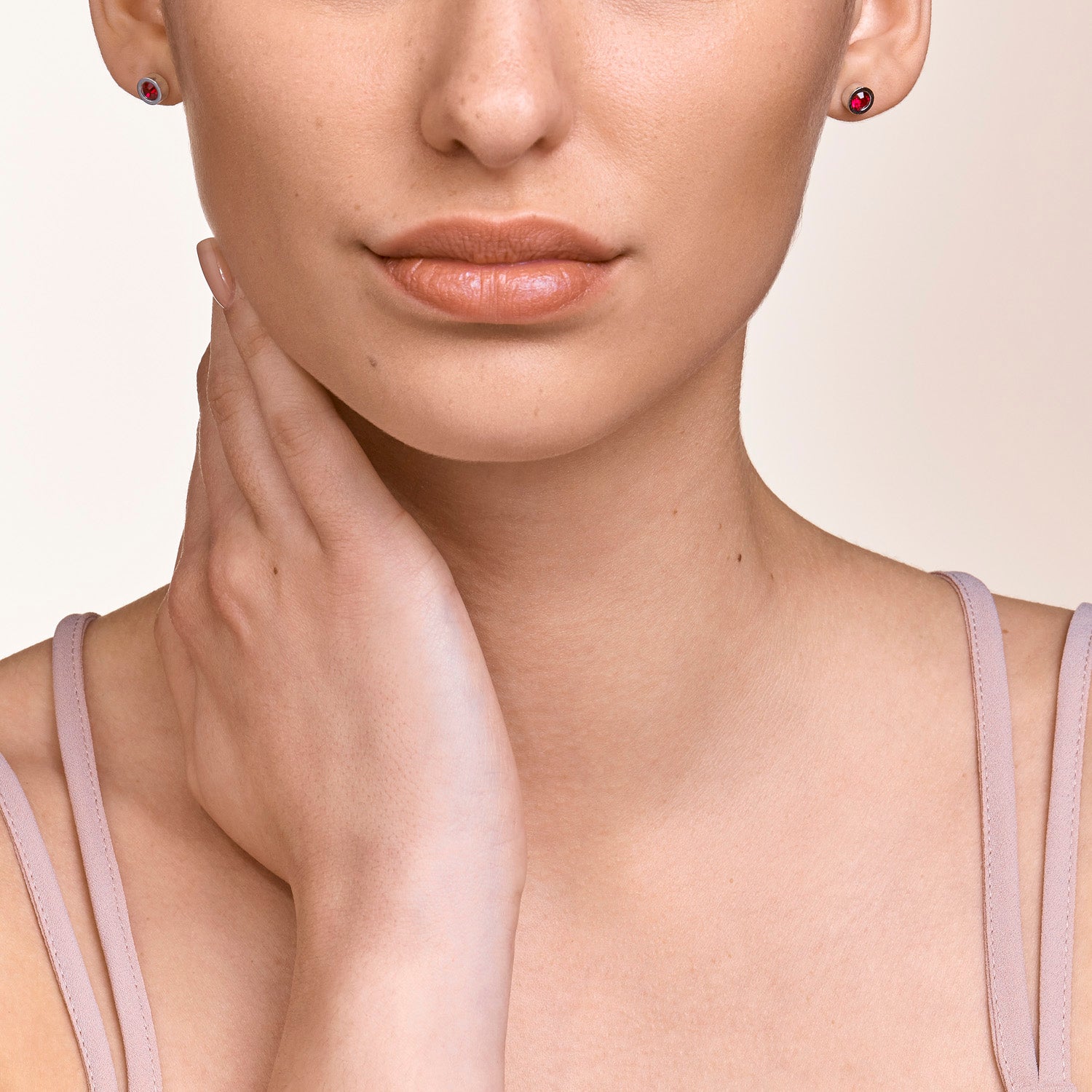 Boucles d'oreille Cristaux & acier argent rouge