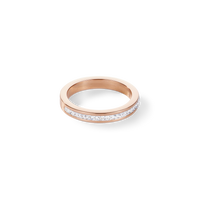 Bague étroit acier or rose & Pavé de Cristaux cristal