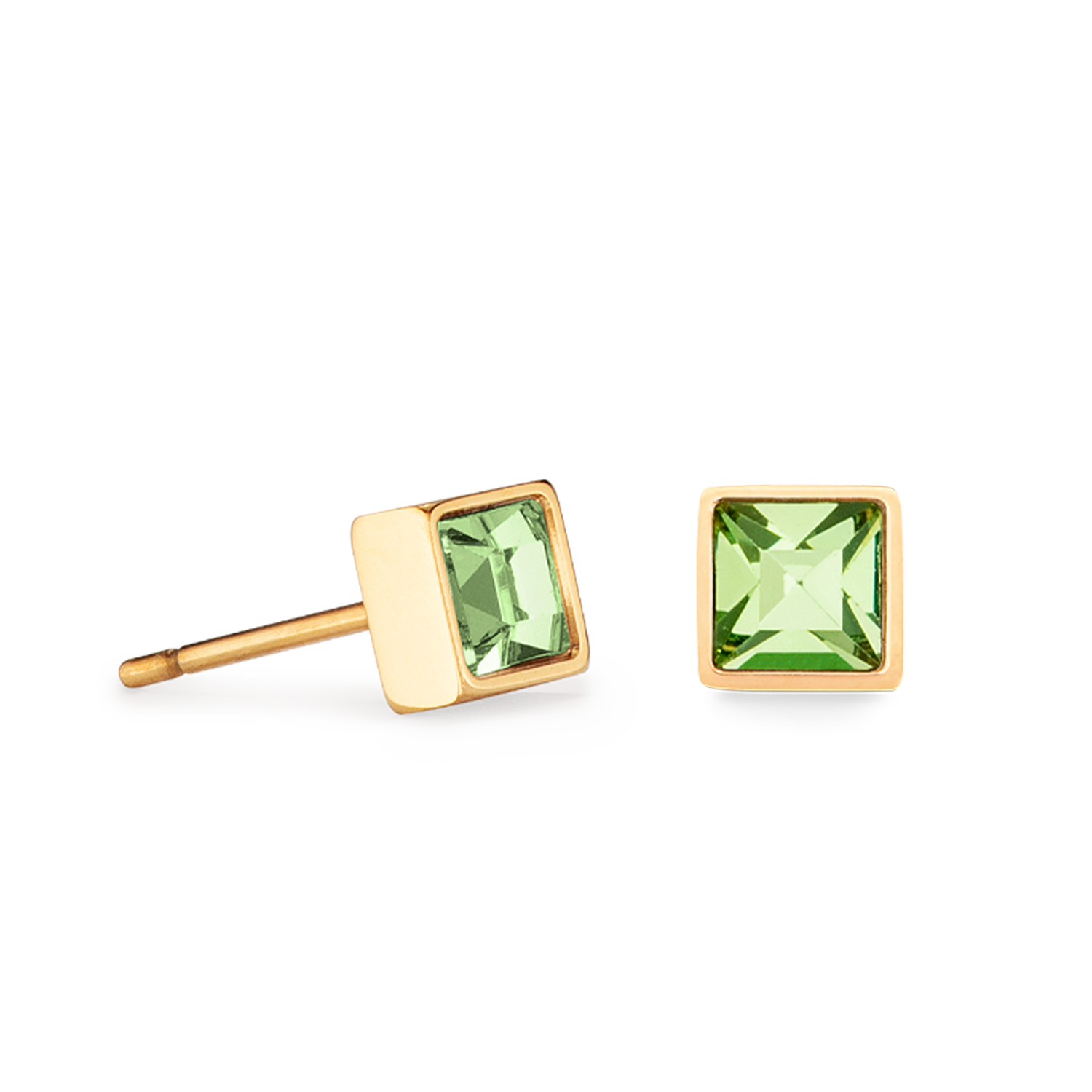 Petites boucles d'oreilles Brilliant Square or vert