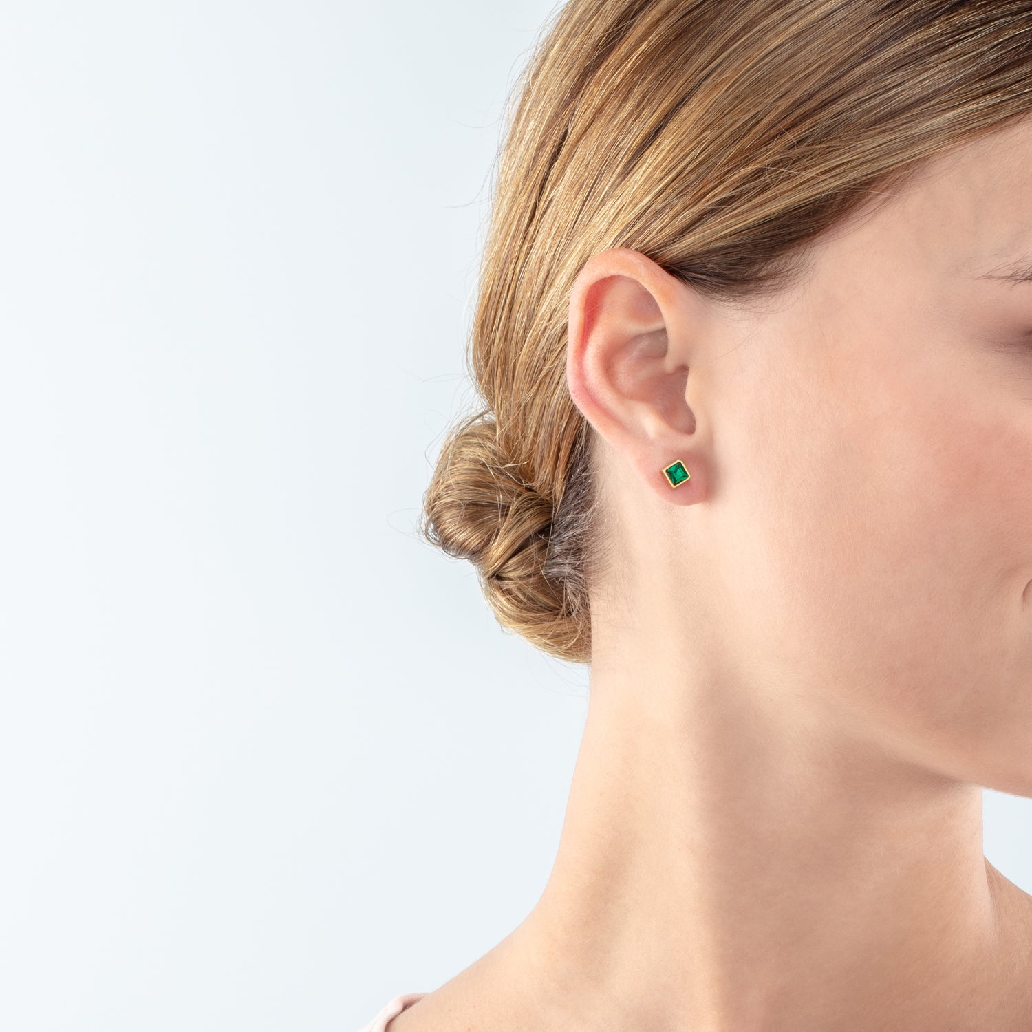 Petites boucles d'oreilles Brilliant Square or vert foncé
