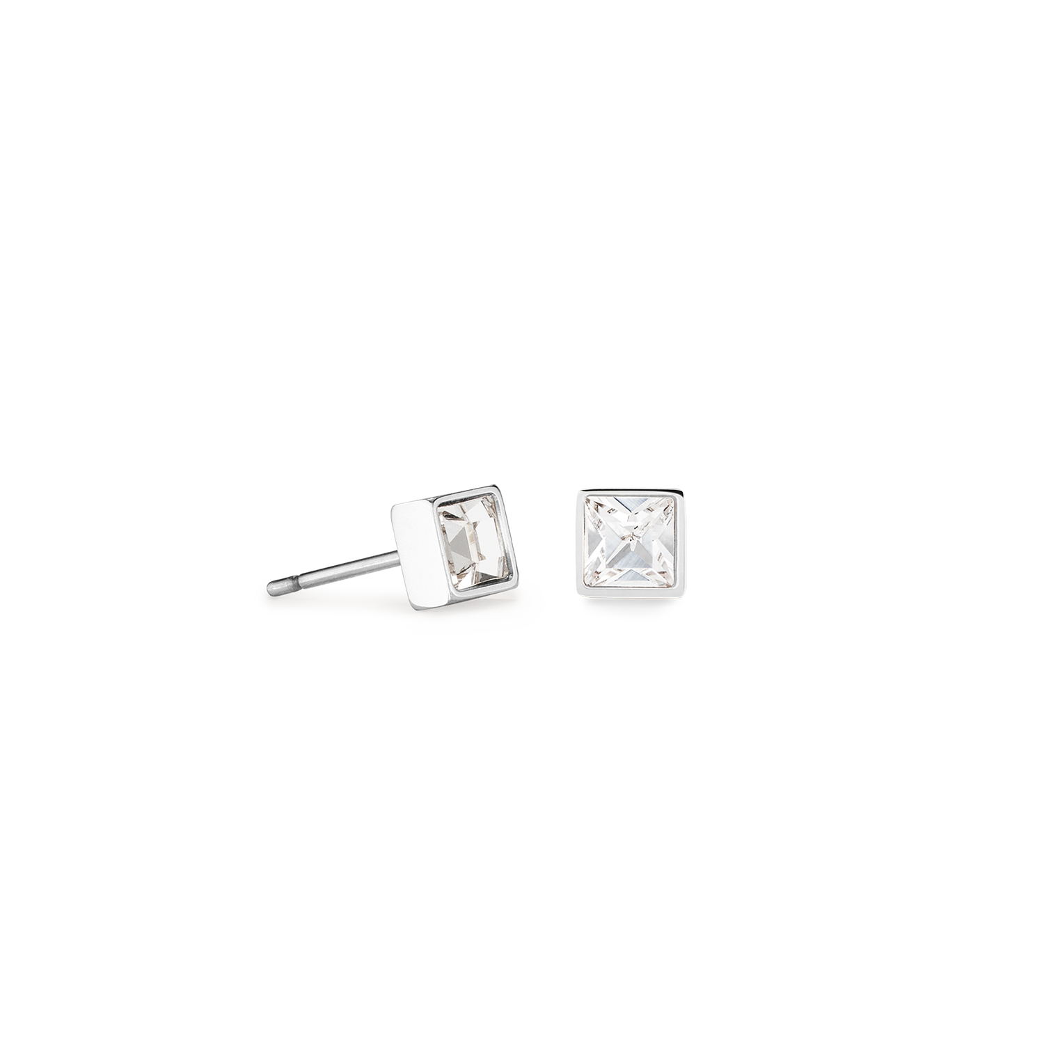 Petites boucles d'oreilles Brilliant Square argent cristal