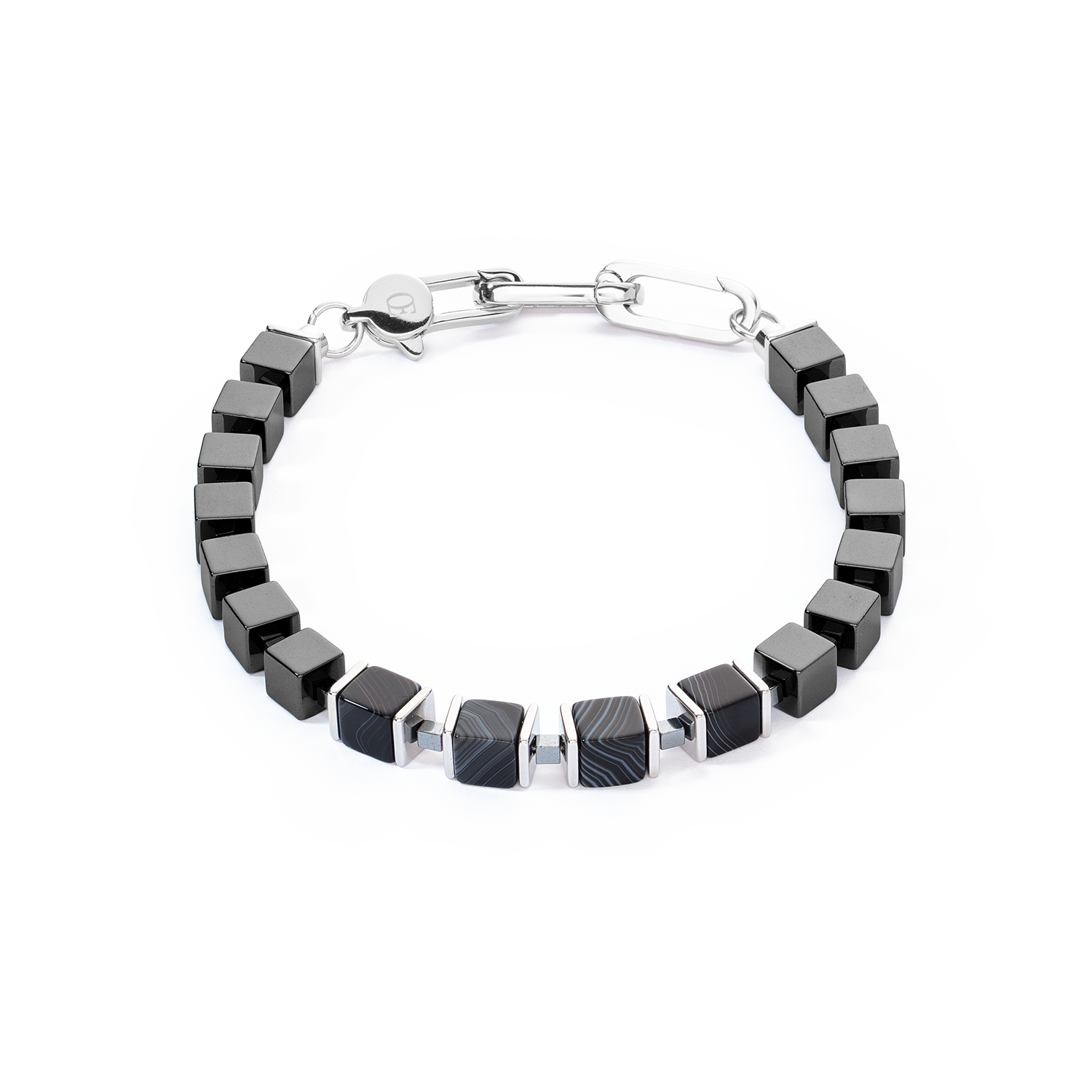 Unisex bracelet precious cubes noir