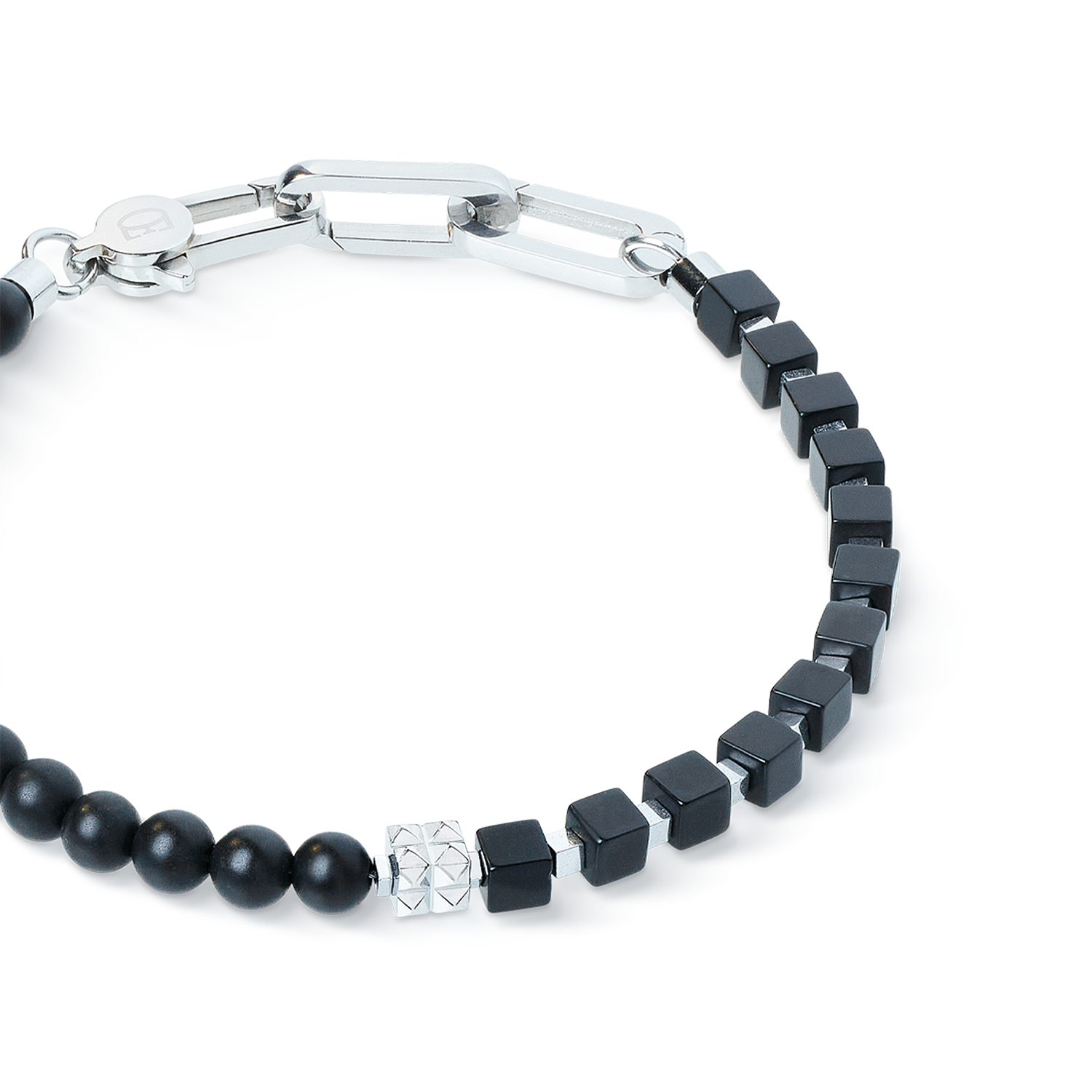 Bracelet Spikes Fusion Onyx noir-argent