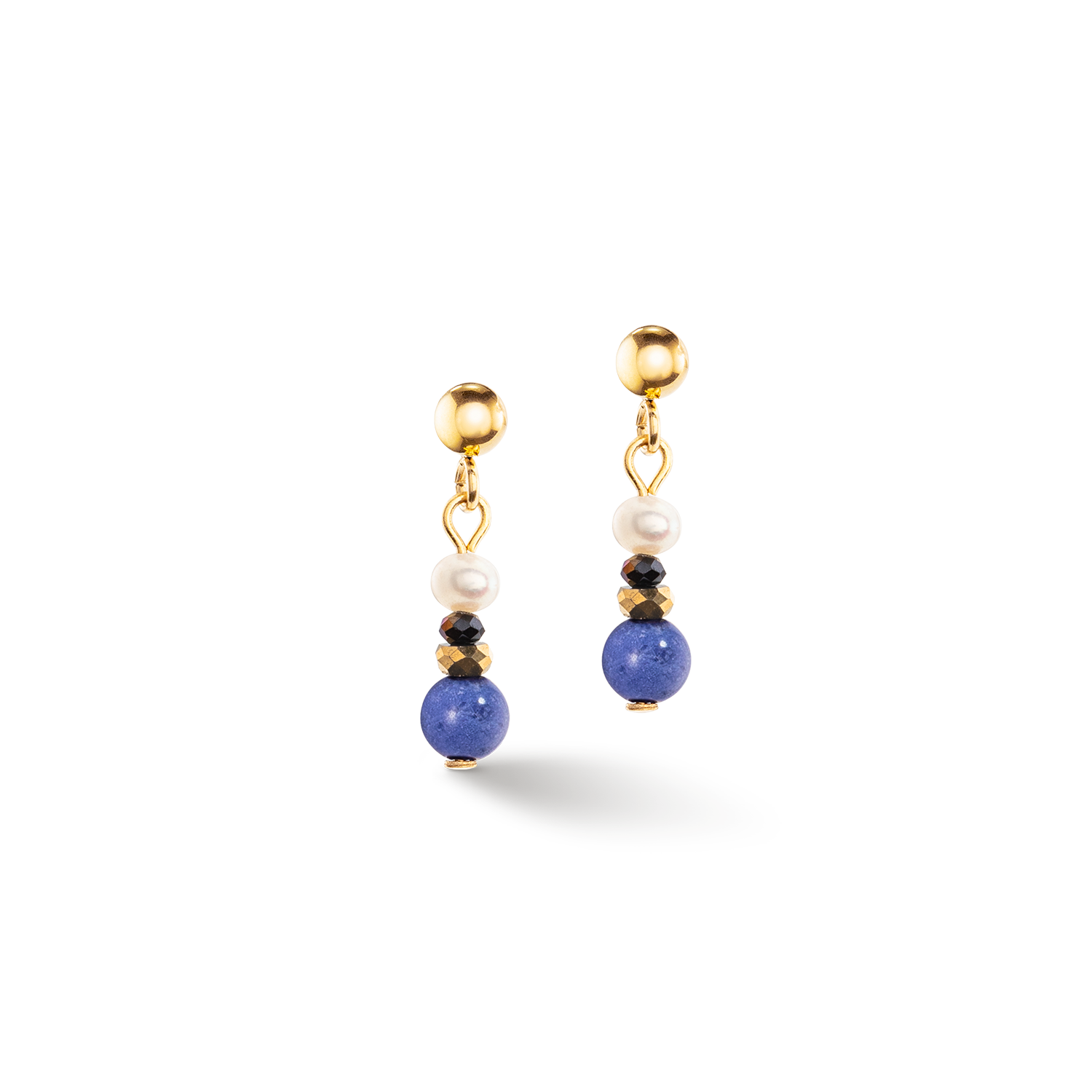 Boucles d'oreilles Flow Perles d’eau douce et sodalite or