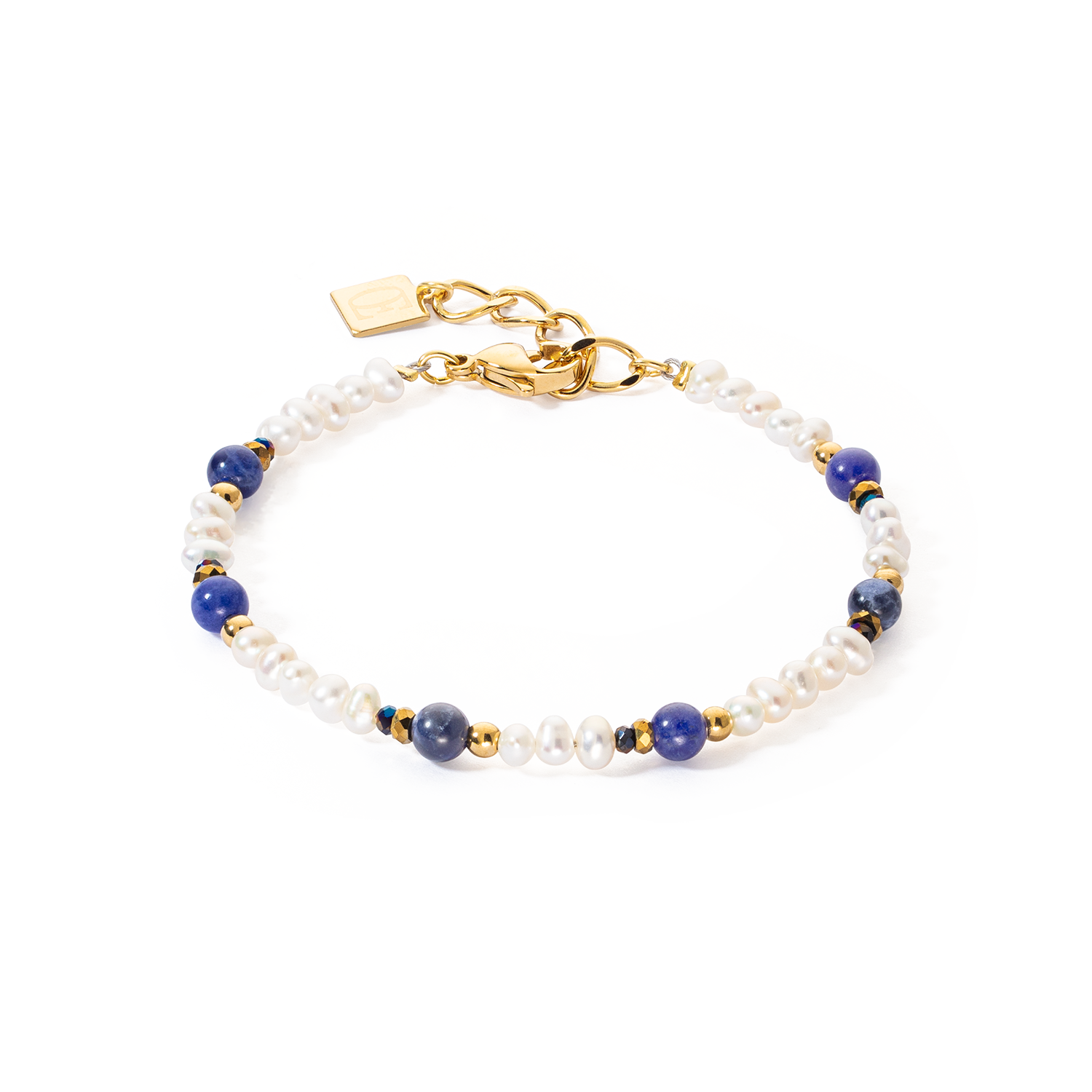 Bracelet Flow Perles d’eau douce et sodalite or