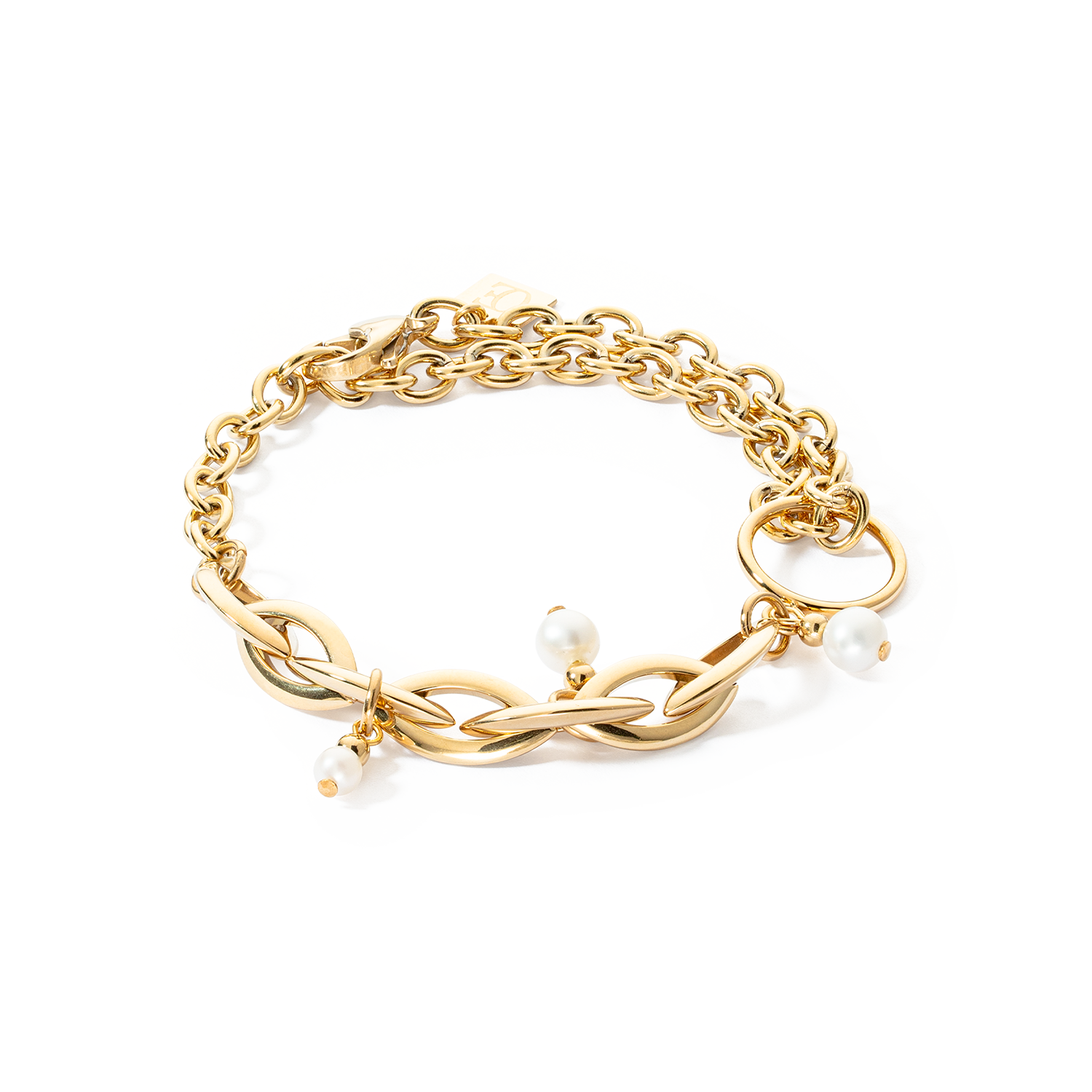 Bracelet Y Navette Perles d'eau douce or