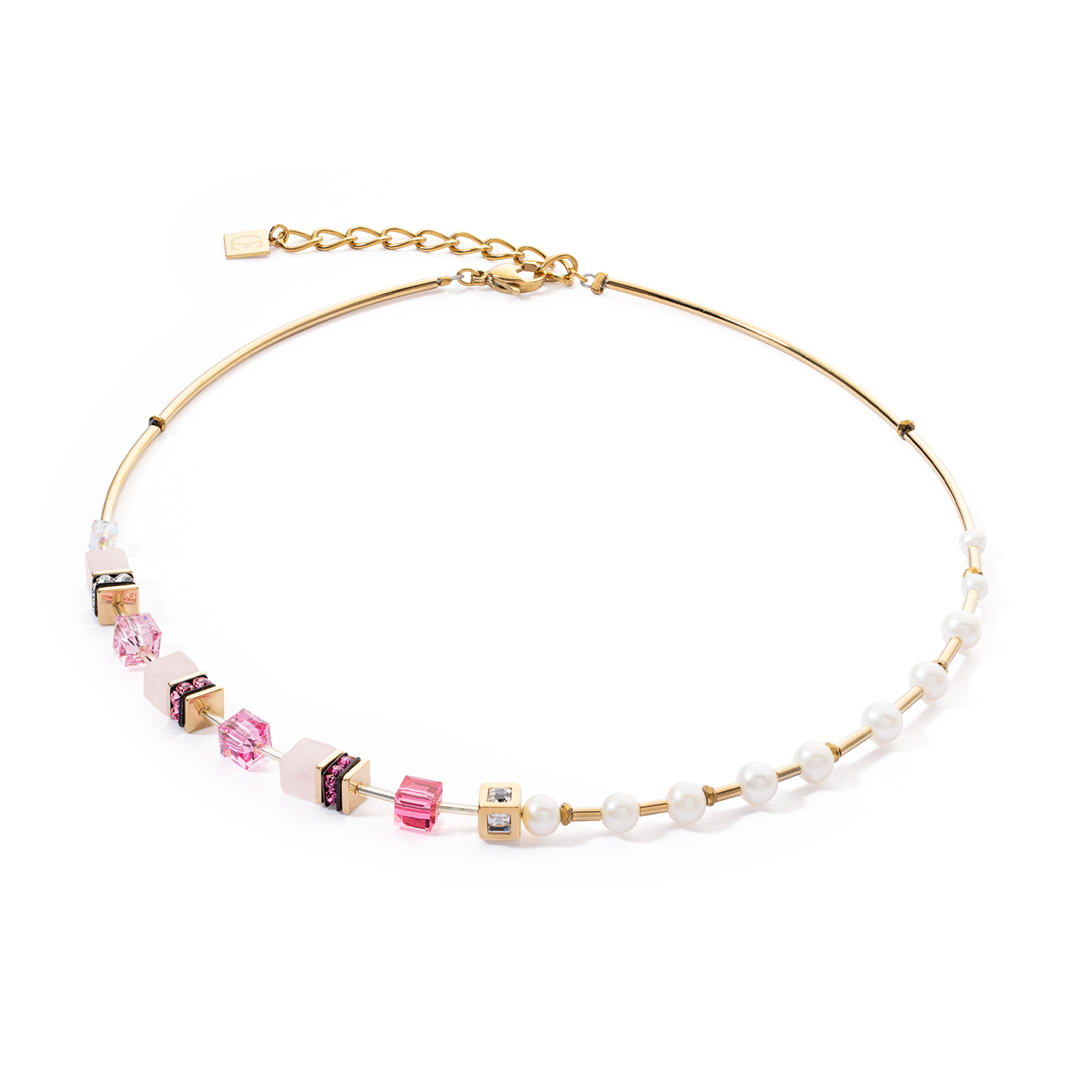 Collier GeoCUBE® Fusion Precious Pearl Mix or-rose vif