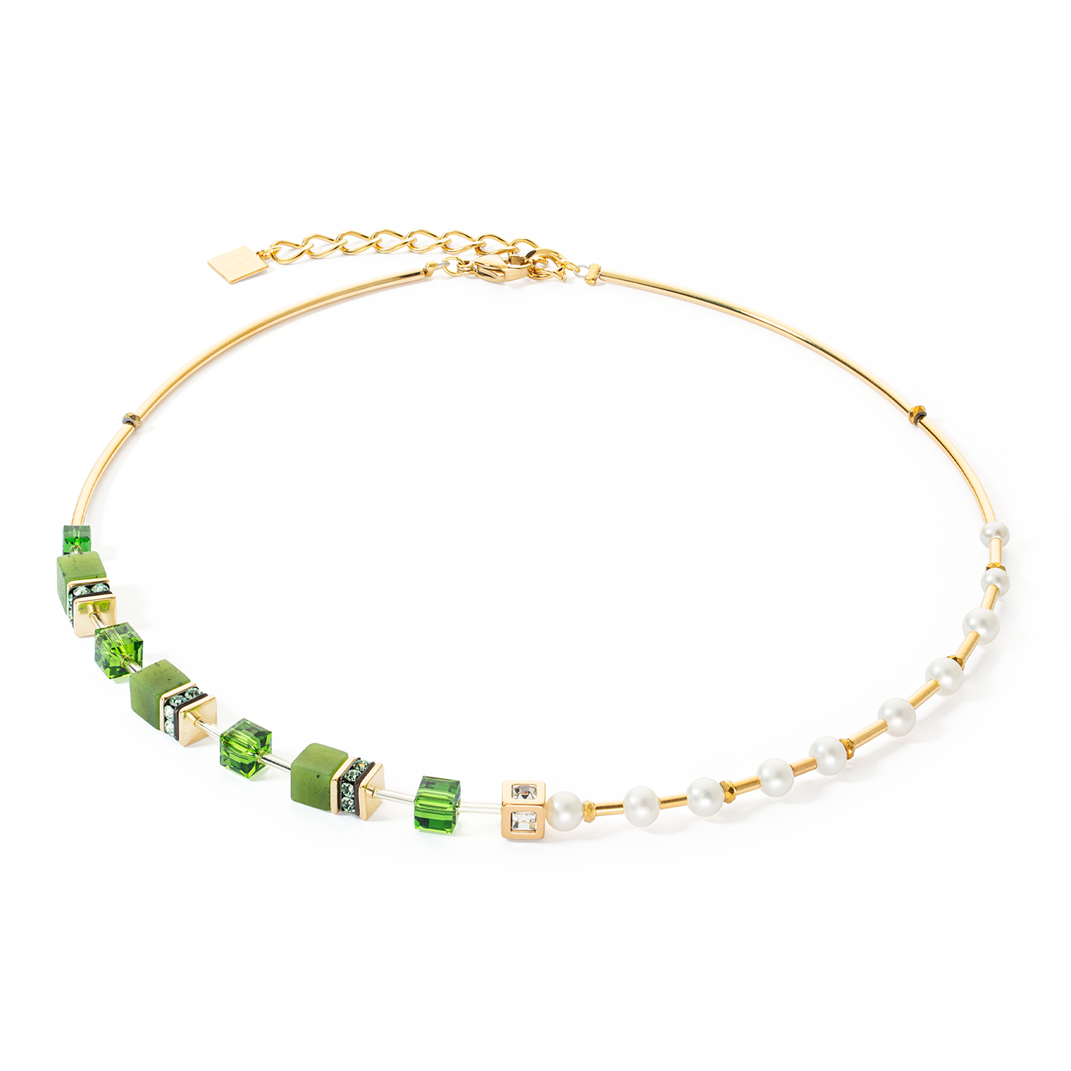 Collier GeoCUBE® Fusion Precious Pearl Mix or-vert