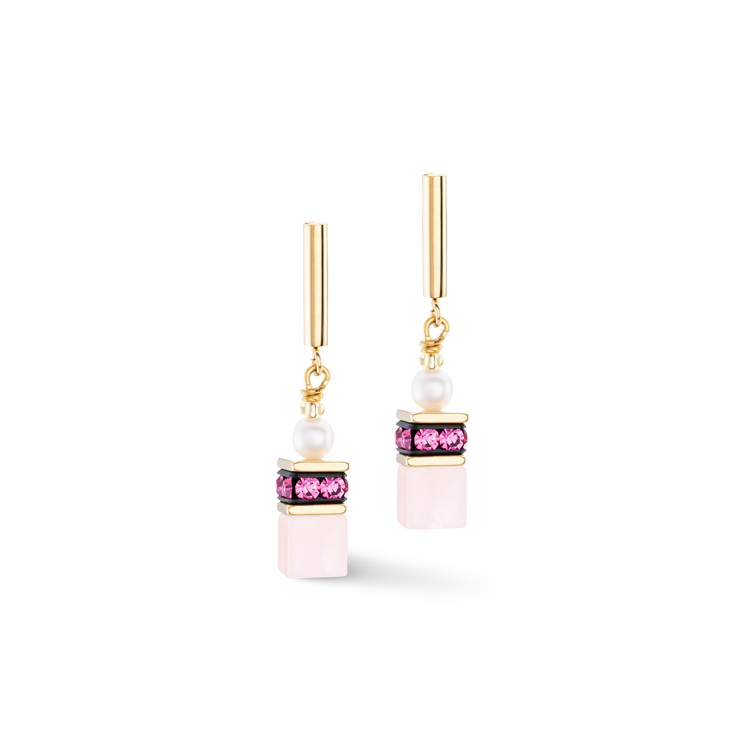 Boucles d'oreilles GeoCUBE® Fusion Precious Pearl Mix or-rose-vif