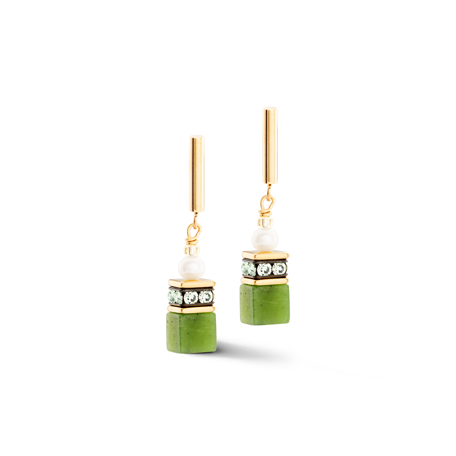 Boucles d'oreilles GeoCUBE® Fusion Precious Pearl Mix or-vert