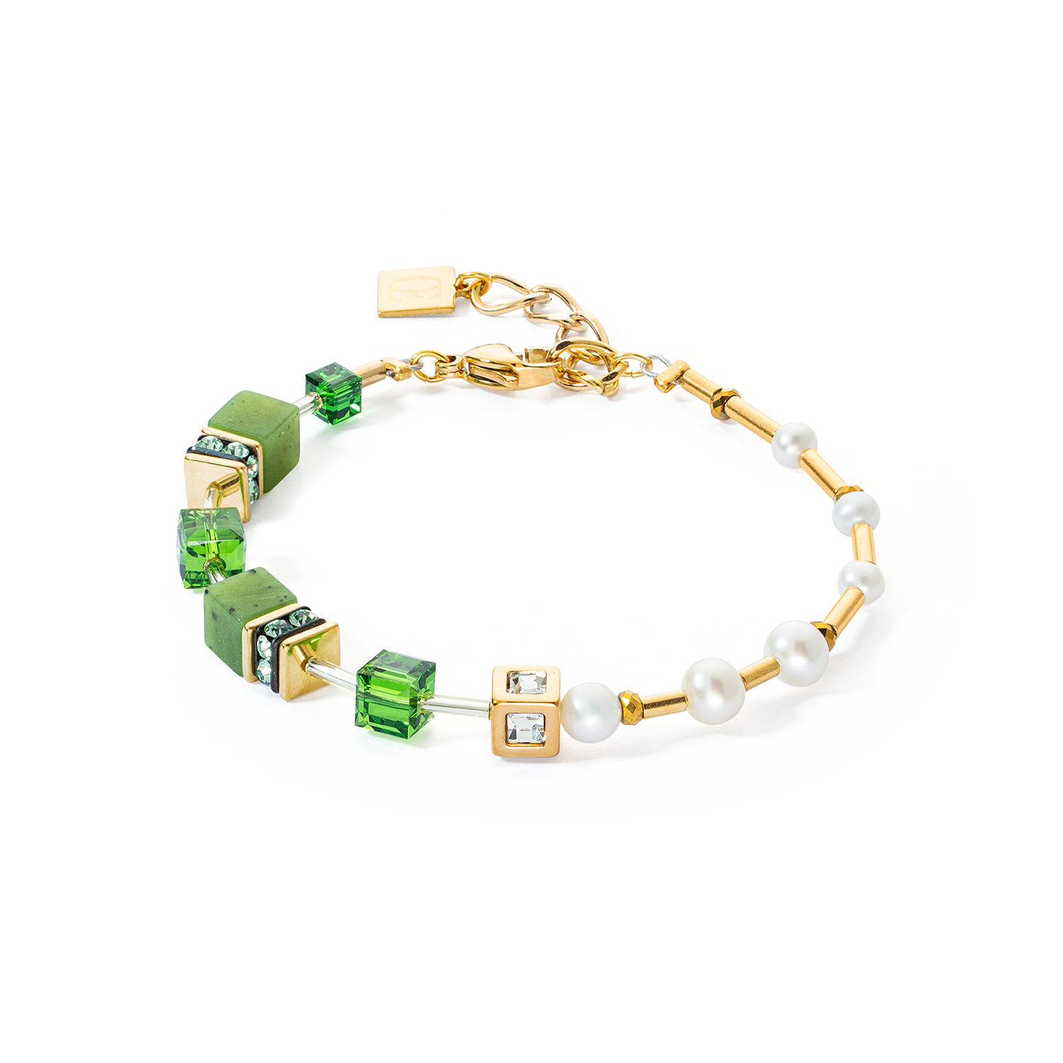 Bracelet GeoCUBE® Fusion Precious Pearl Mix vert-or