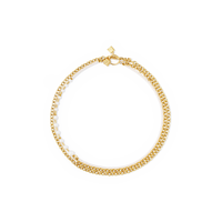 Collier Chain & Pearl Fever blanc-or