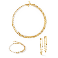 Collier Chain & Pearl Fever blanc-or