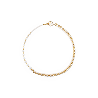 Collier Chain & Pearl Fever blanc-or