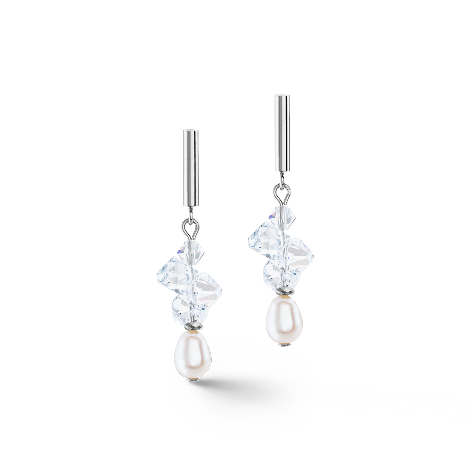 Boucles d'oreilles Dancing Crystals & Pearls argent