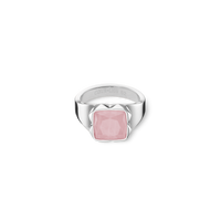 Bague Spikes Square quartz argent-rose