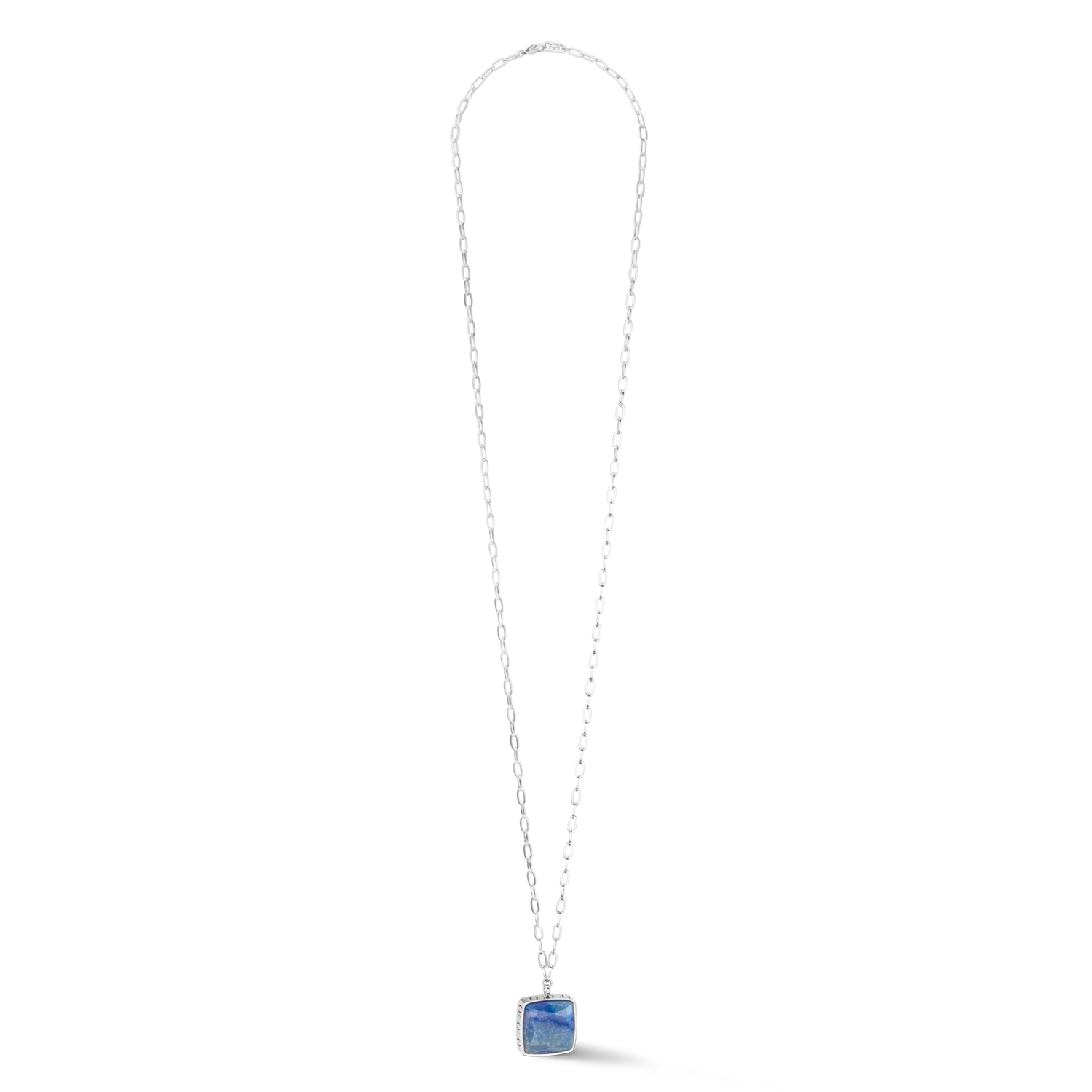 Collier OE Amulette Square Aventurine argent-bleu