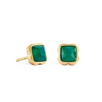 Birthstone Mai Boucles d'oreille Agate Verte Or