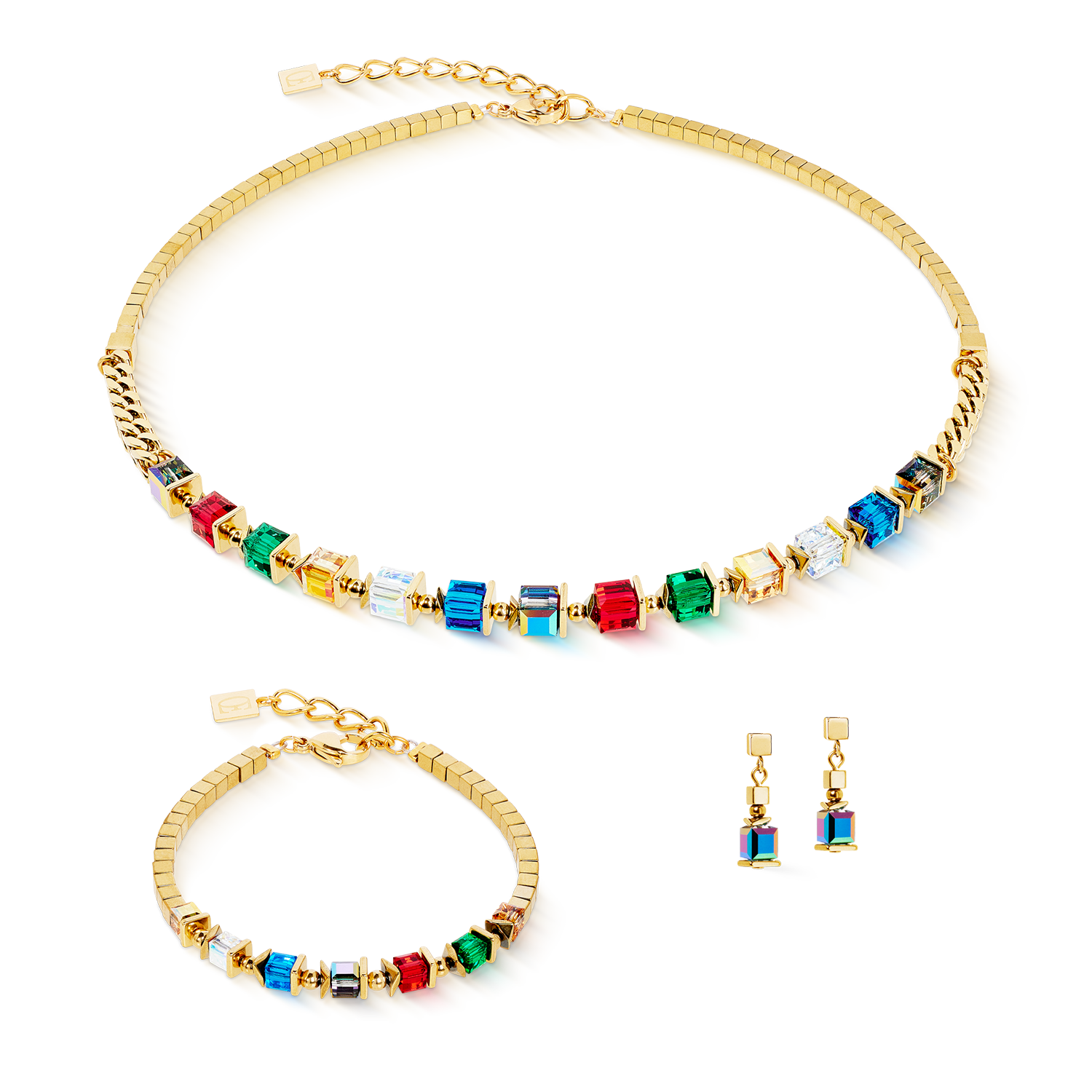 Bracelet Sparkling Cubes Fusion Chain or-multicolore