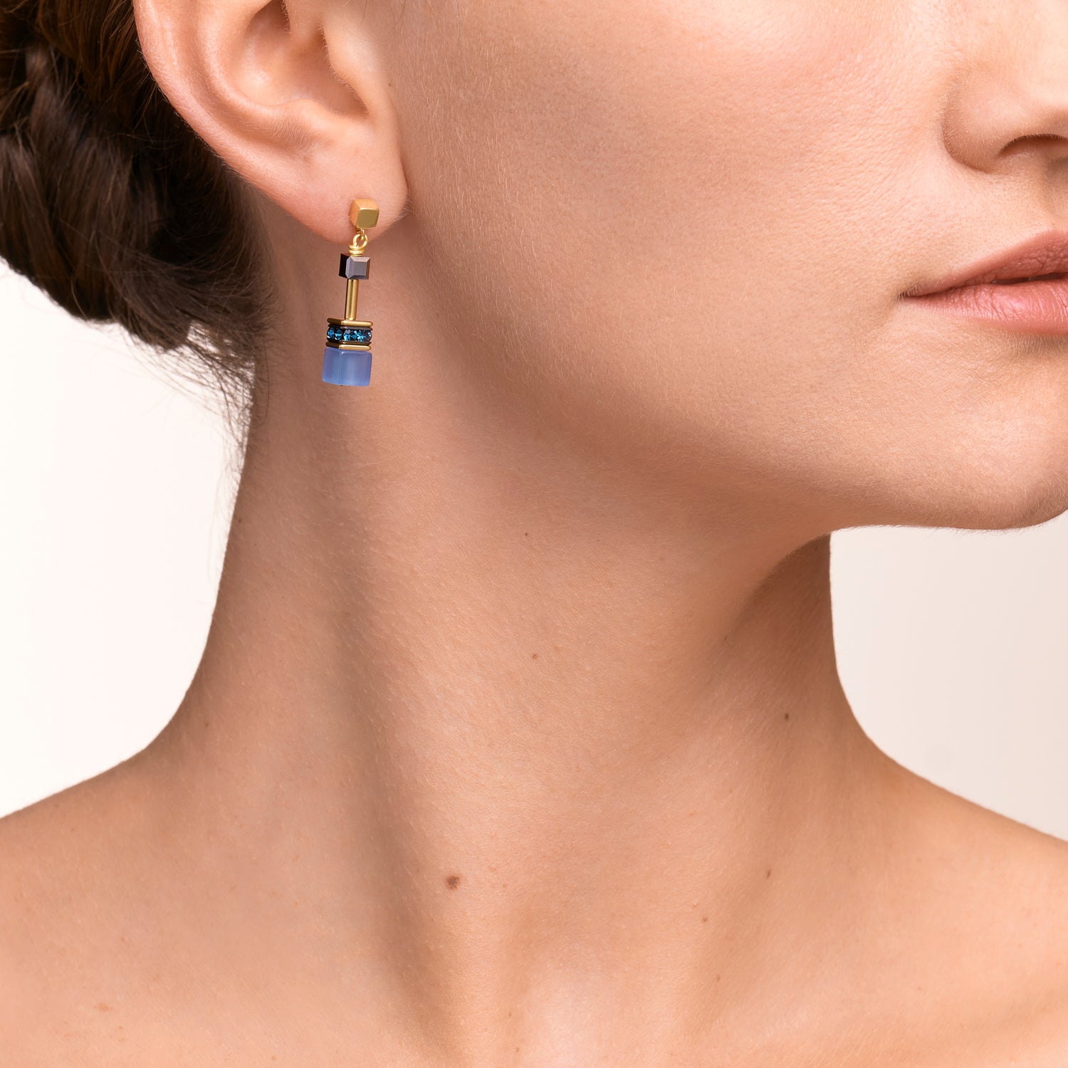 Boucles d'oreille GeoCUBE® bleu-or