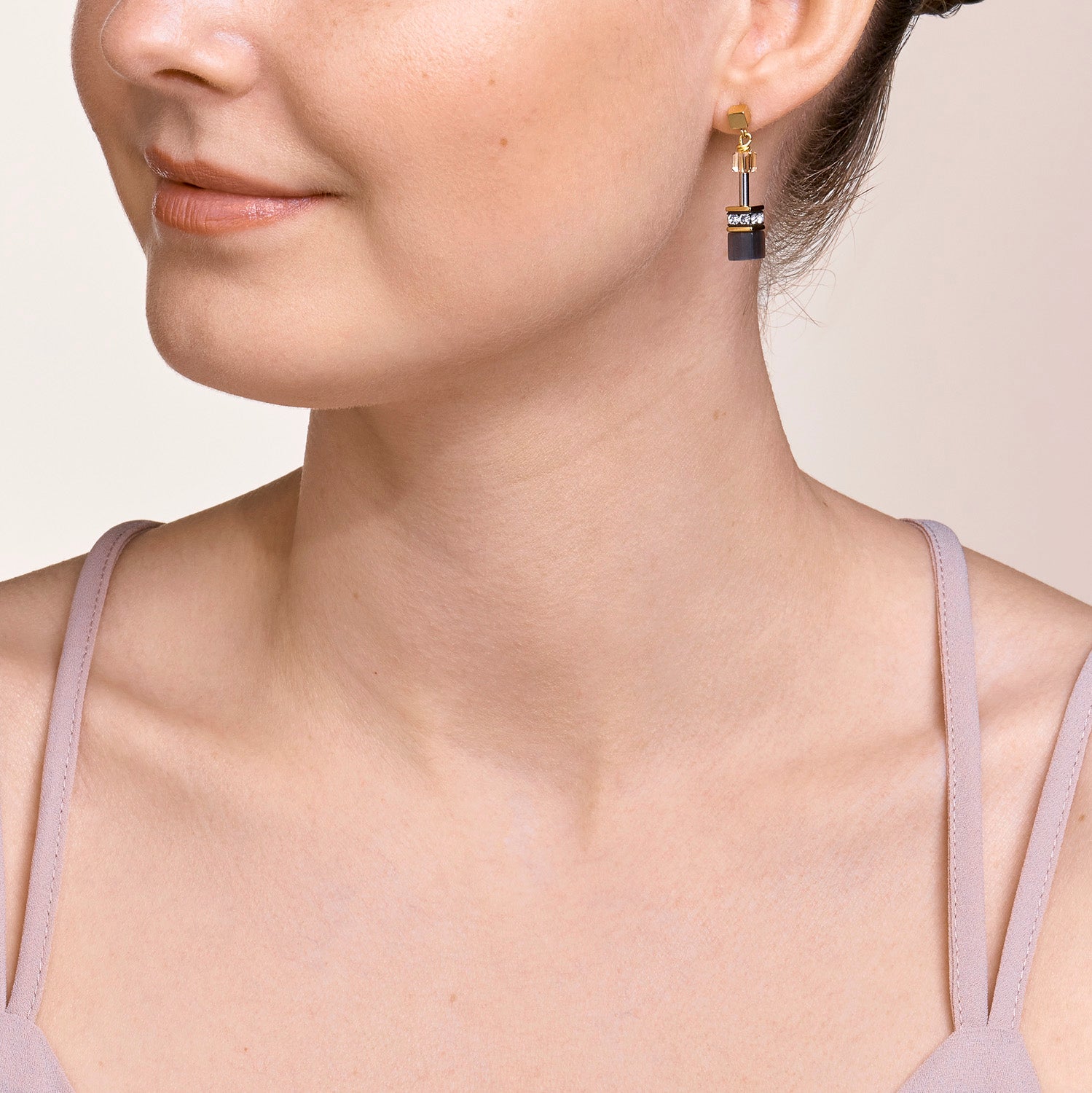 Boucles d'oreille GEOCUBE® gris-or
