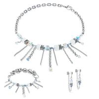 Collier Sunray Cube Bohème argent-blanc