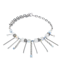 Collier Sunray Cube Bohème argent-blanc