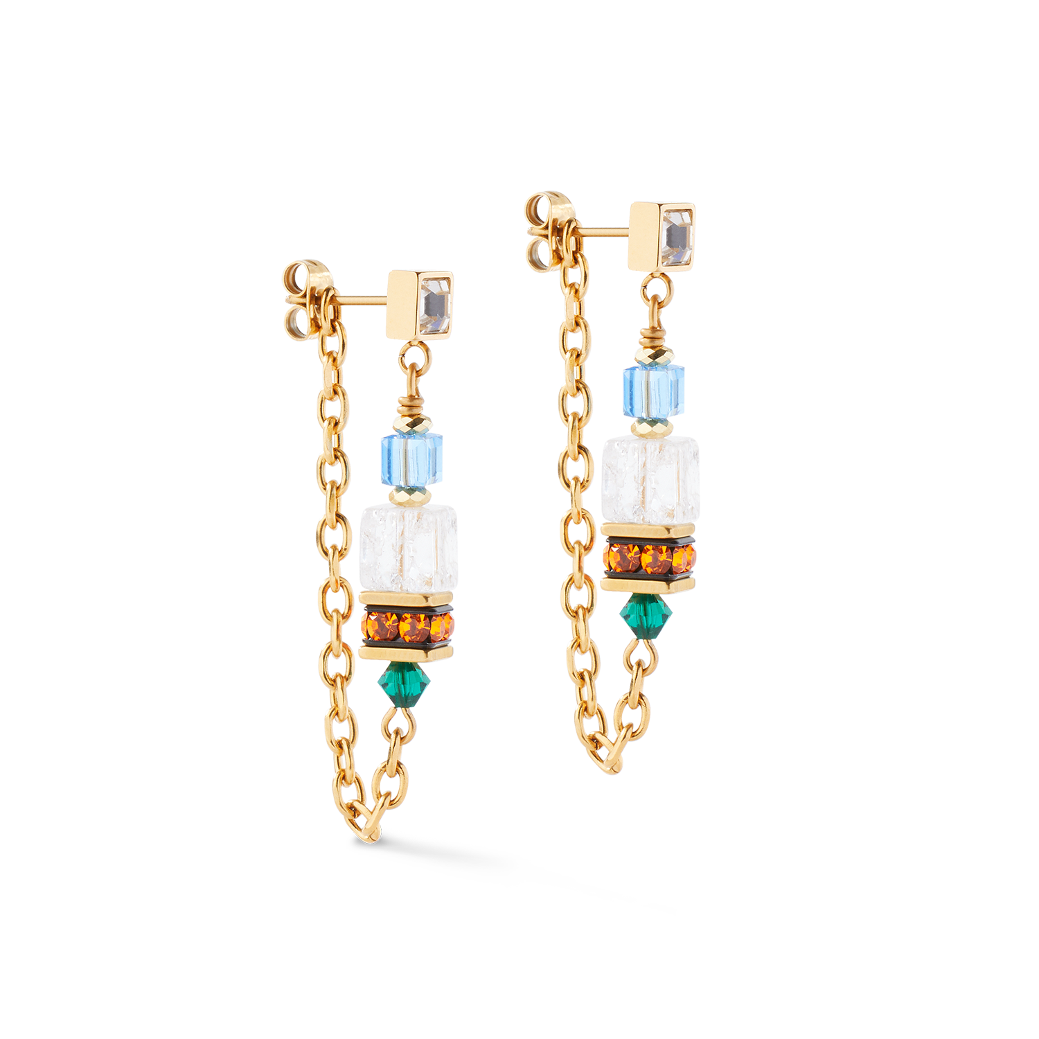 Boucles d'oreilles Sunray Cube Couture or-multicolore