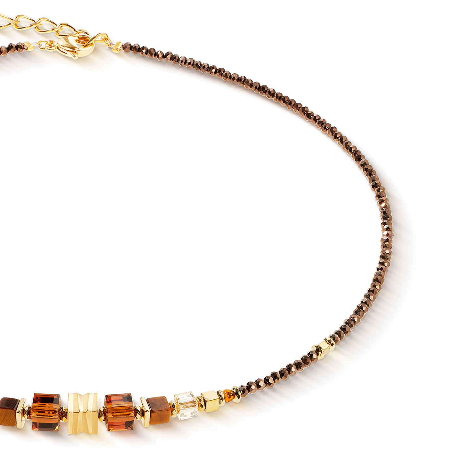 Collier Wave Cube Flow or-marron