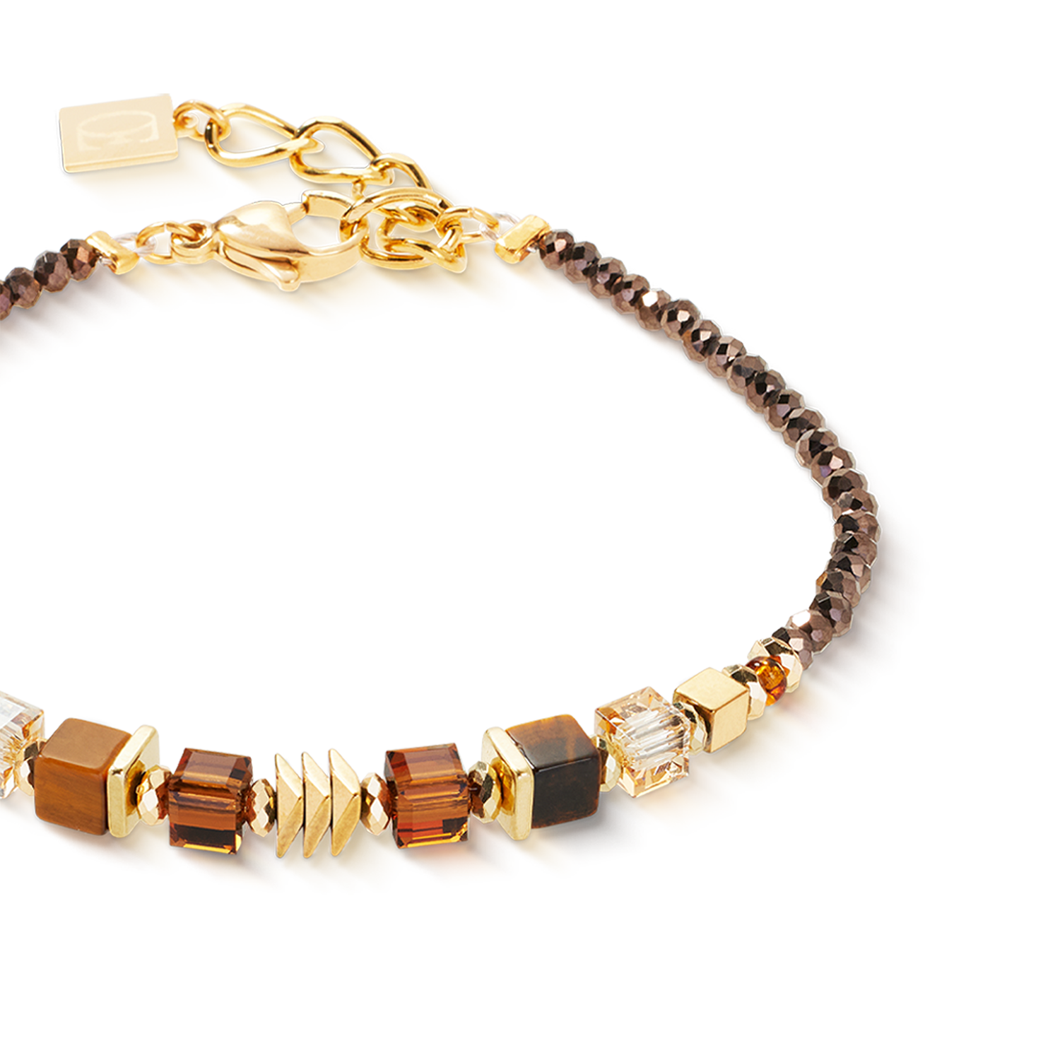 bracelet Wave Cube Flow or-marron