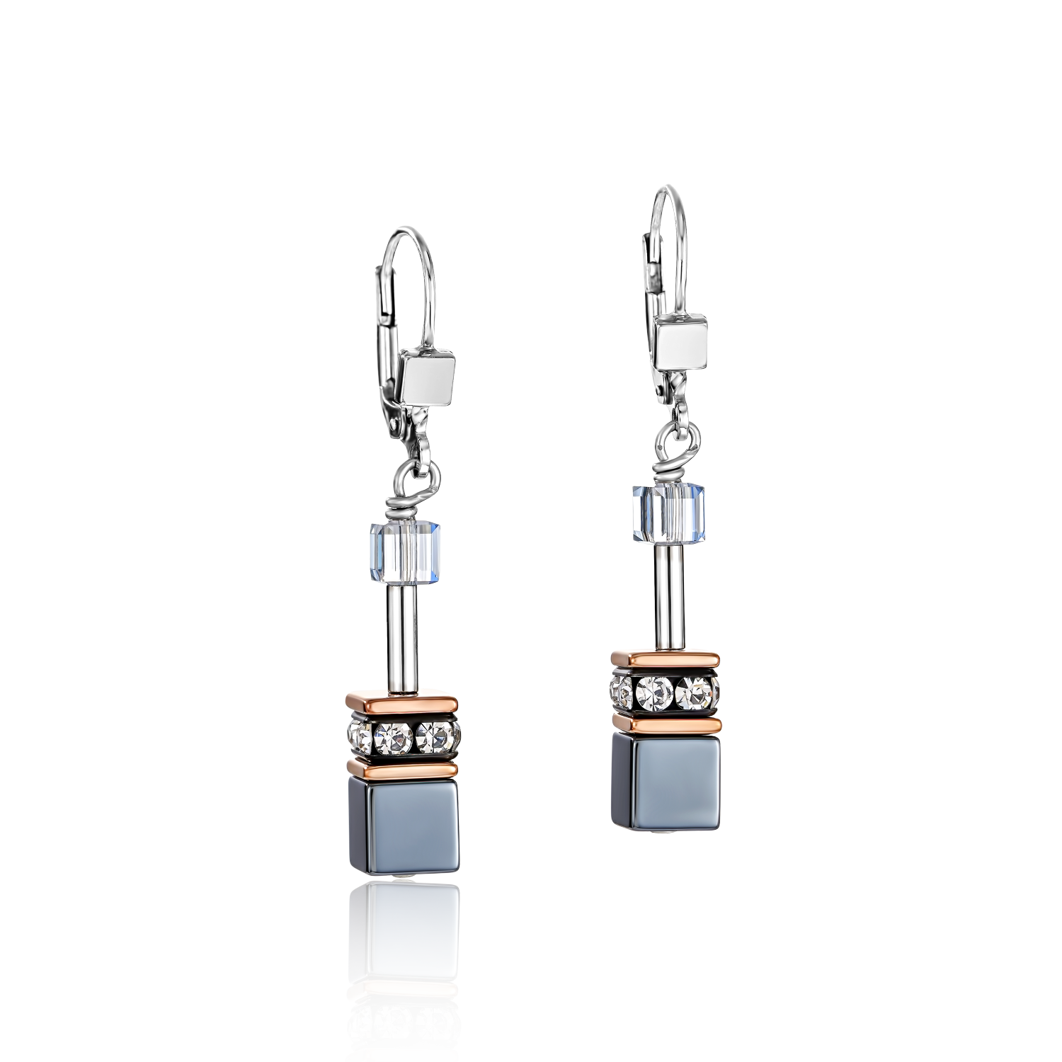 Boucles d'oreille GeoCUBE® bleu glacier