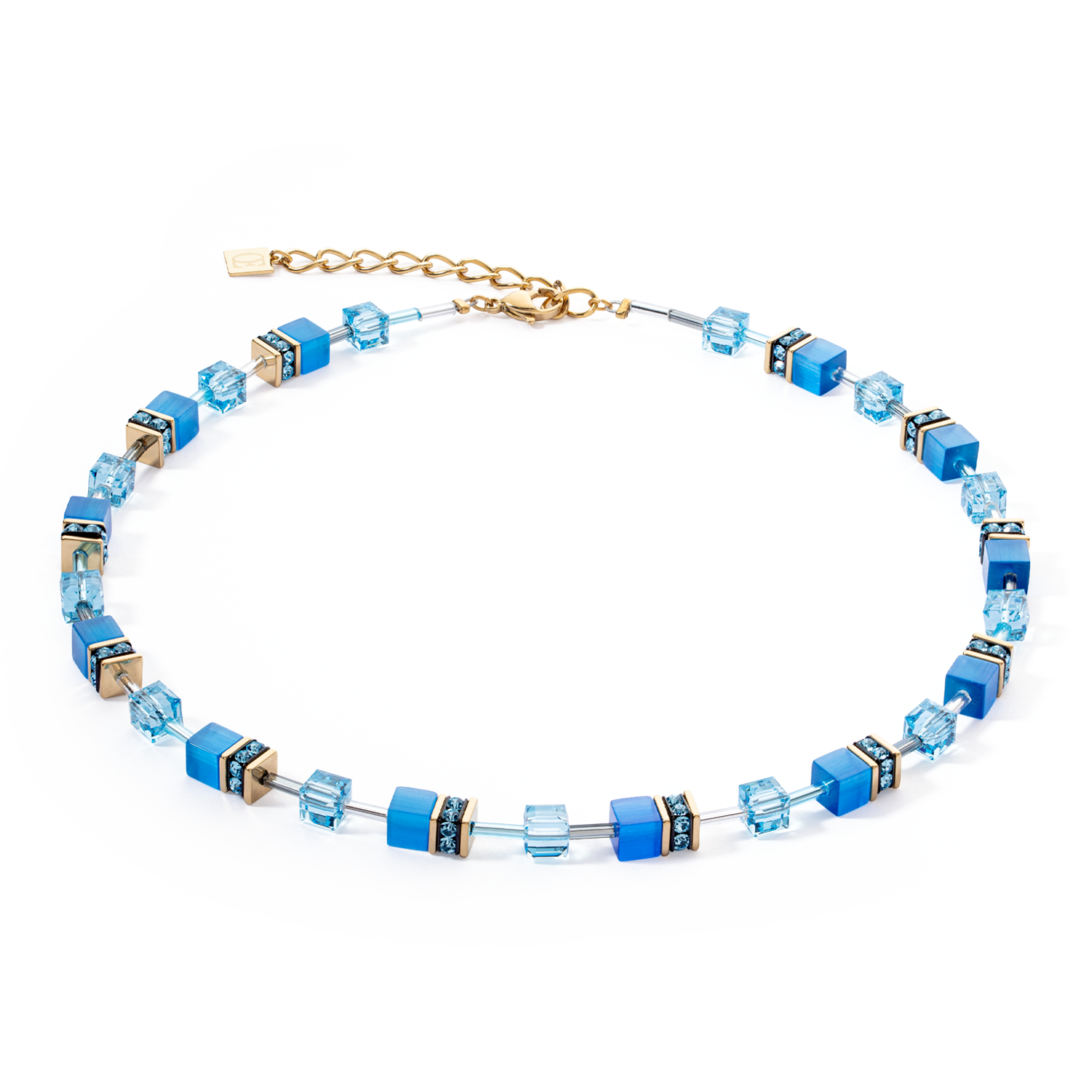 Collier GeoCUBE® Iconic Mono Or turquoise