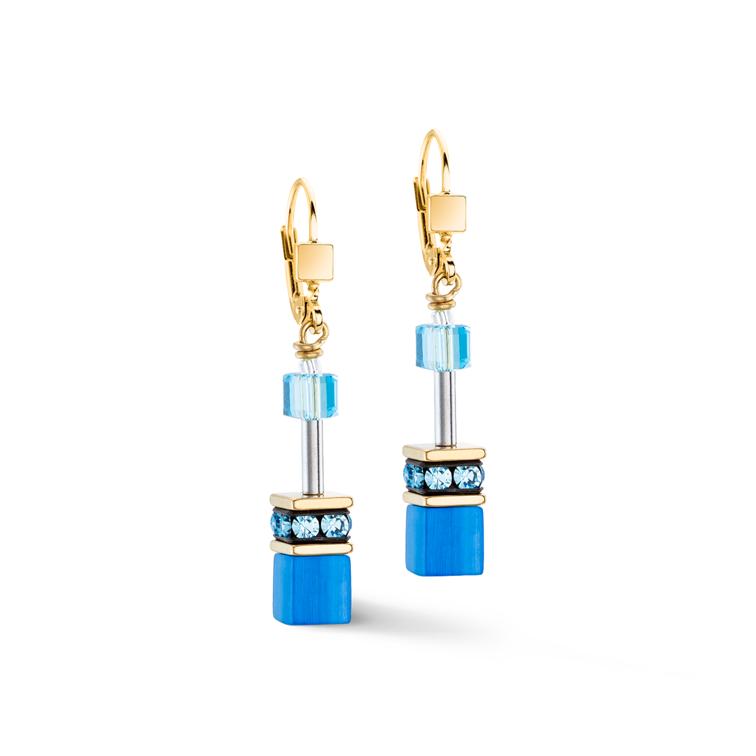 Boucles d'oreilles GeoCUBE® Iconic Mono Or turquoise
