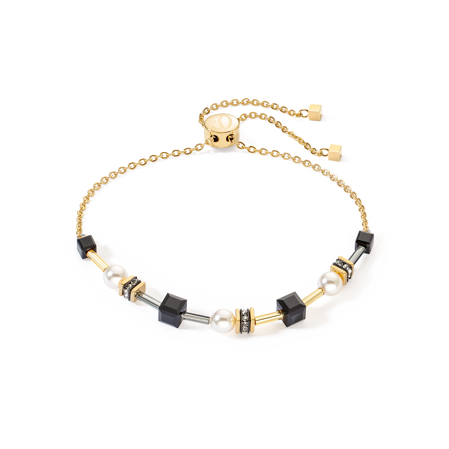 Bracelet Mysterious Cubes & Pearls or-noir