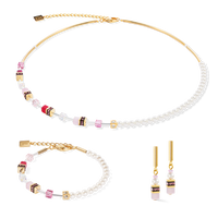 Collier GeoCUBE® Mini Fusion Pearls or-rose