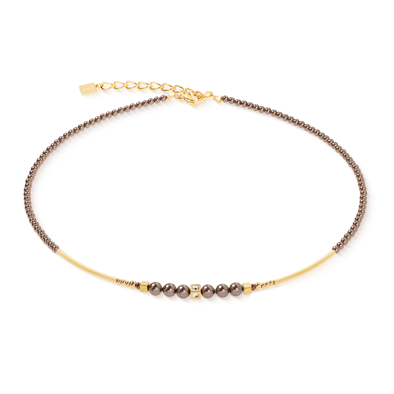 Collier Shimmering Princess Pearls or-marron