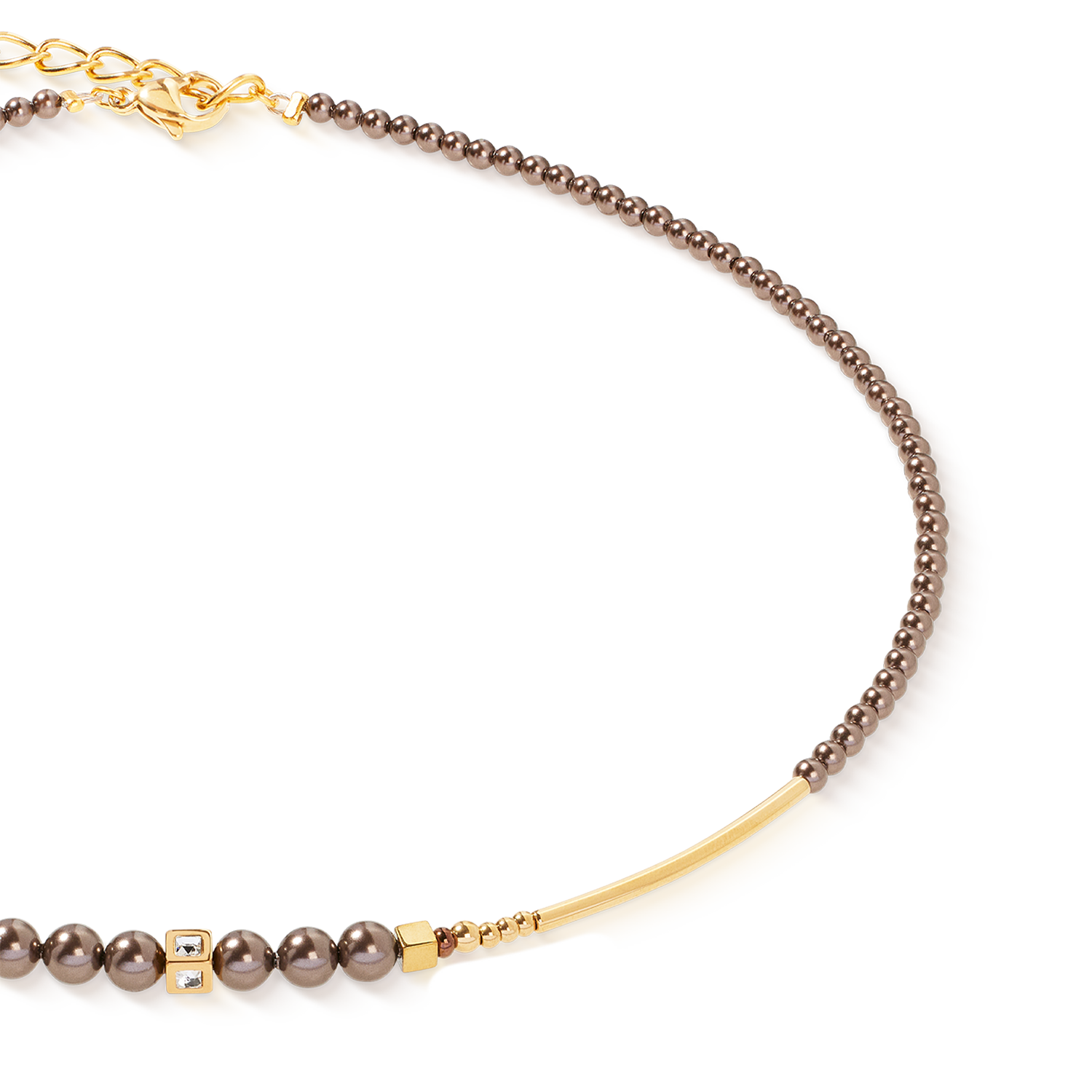 Collier Shimmering Princess Pearls or-marron