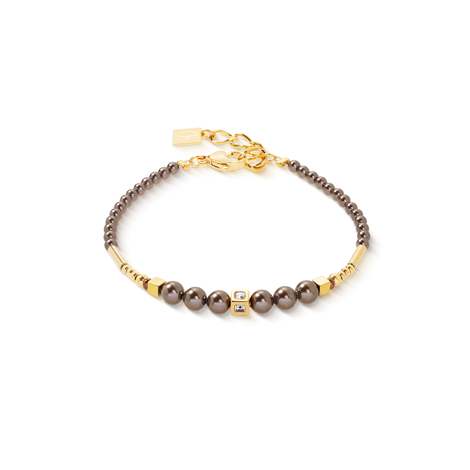 Bracelet Shimmering Princess Pearls or-marron