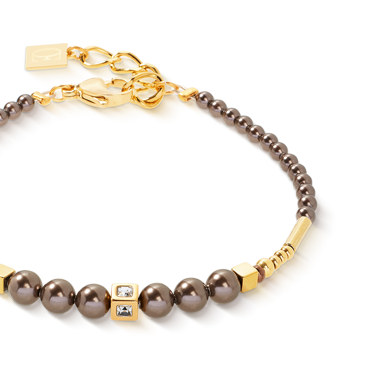 Bracelet Shimmering Princess Pearls or-marron